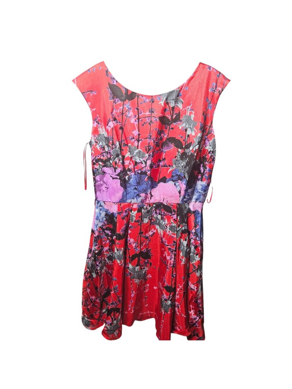 Julian Taylor Red & Floral Cap Sleeve Fit & Flare Dress With Back Zipper size 14